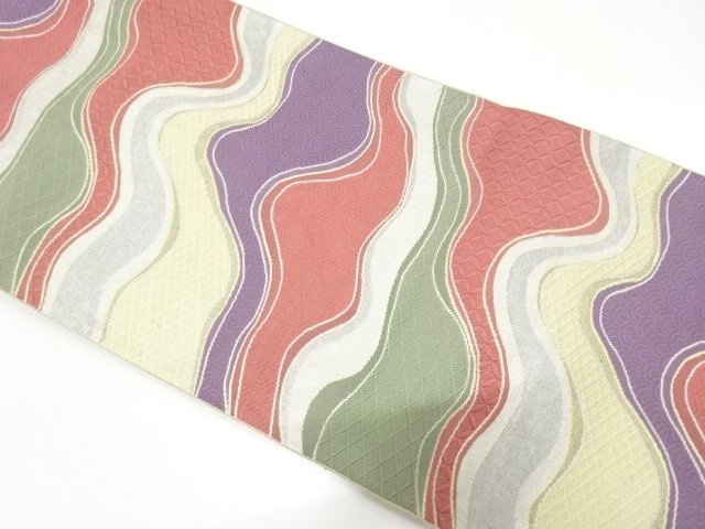 JAPANESE KIMONO / NAGOYA OBI / CHIKUZEN HAKATA / WOVEN CLASSICAL PATTERN 